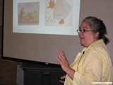 Michele McLaughlin discussing the discovery and evolution of Sun Bonnet Sue.